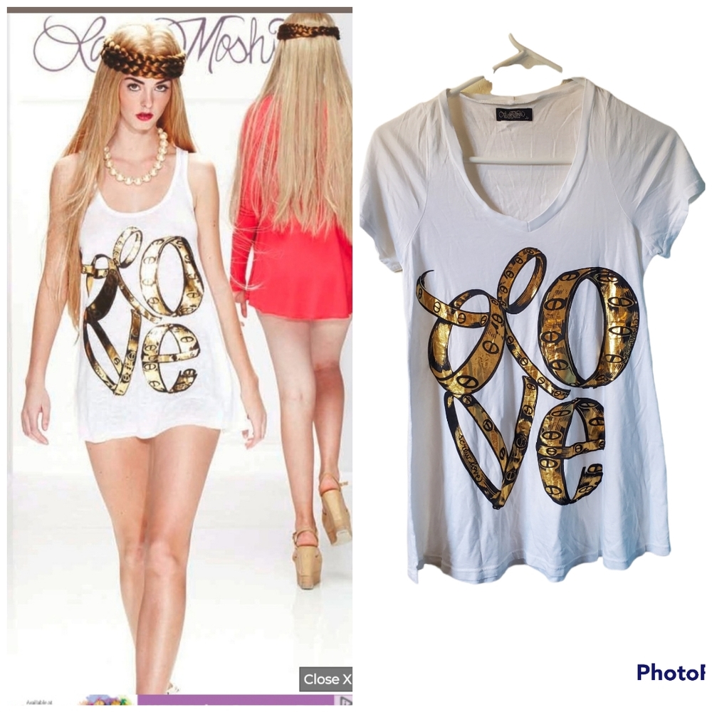 NWOT Lauren Moshi LOVE Silk Blend tee shirt